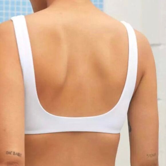 Aerie White Wide Scoop Neck Bikini Top Size Large - Picture 6 of 12